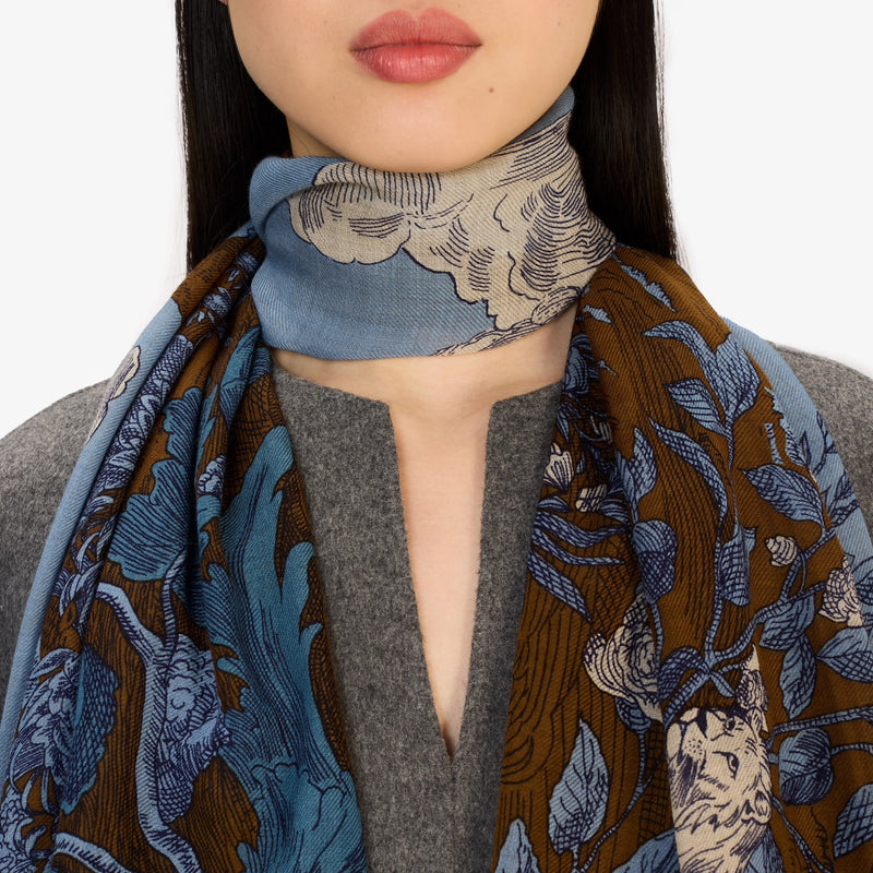 Histories Wool Scarf 70 in Blue