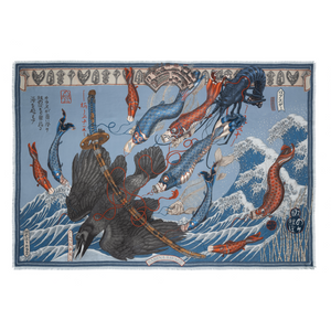 Koinobori Karasu River/Rain - Rectangle Silk