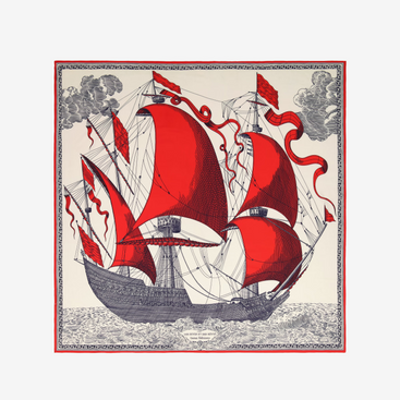 Des Rives et des Reves Square Scarf 130 in Red