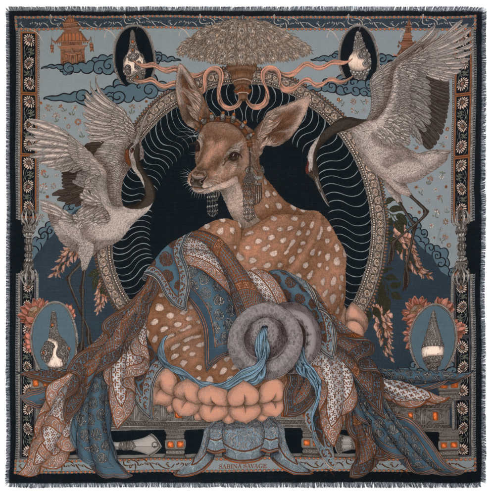 The Song Deer - Large Wool and Silk in Storm/Steel