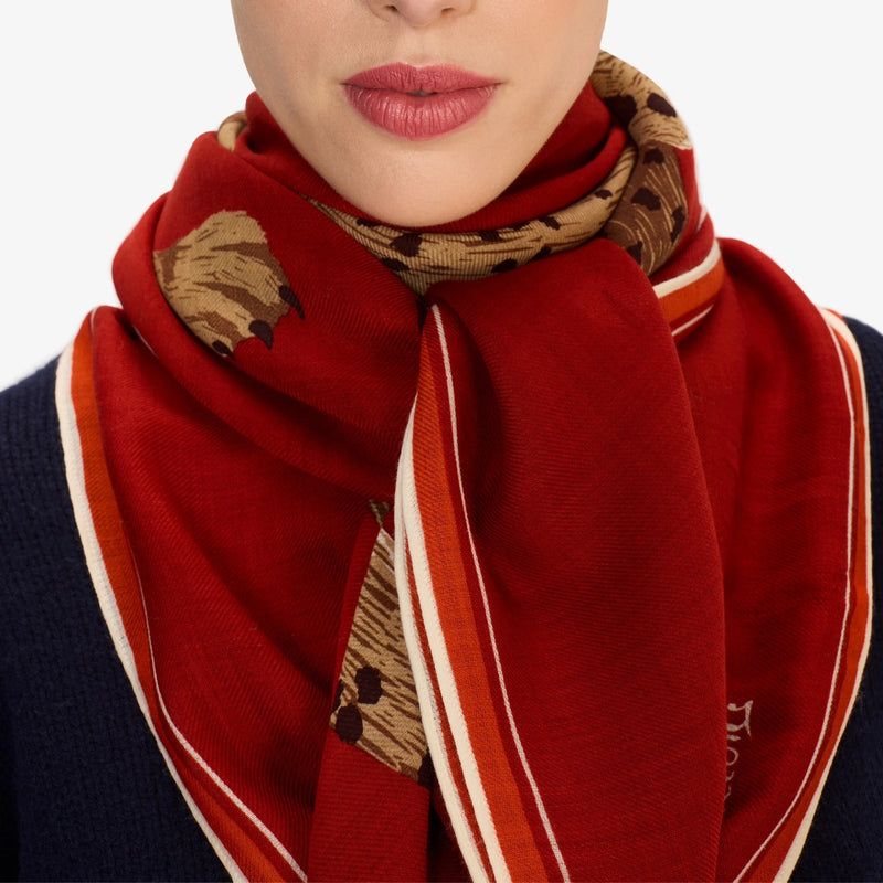 Jorgen Wool Square 130 Scarf in Red