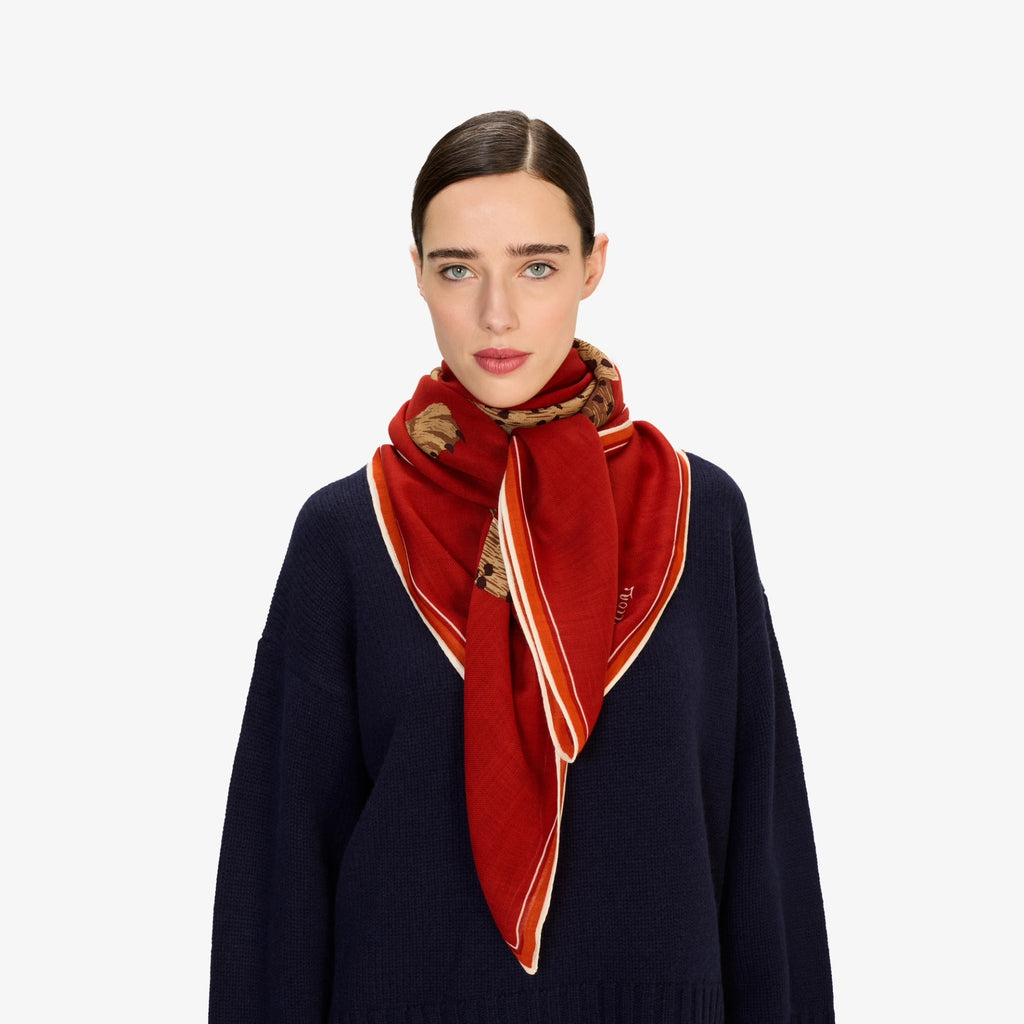 Jorgen Wool Square 130 Scarf in Red