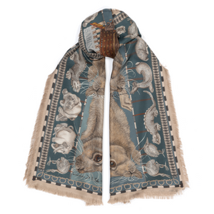 The Floating Rabbits Cameo/Rice - Rectangle Silk