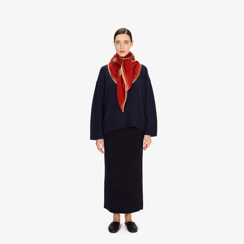 Jorgen Wool Square 130 Scarf in Red