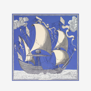 Des Rives et des Reves Square Scarf 130 in Blue