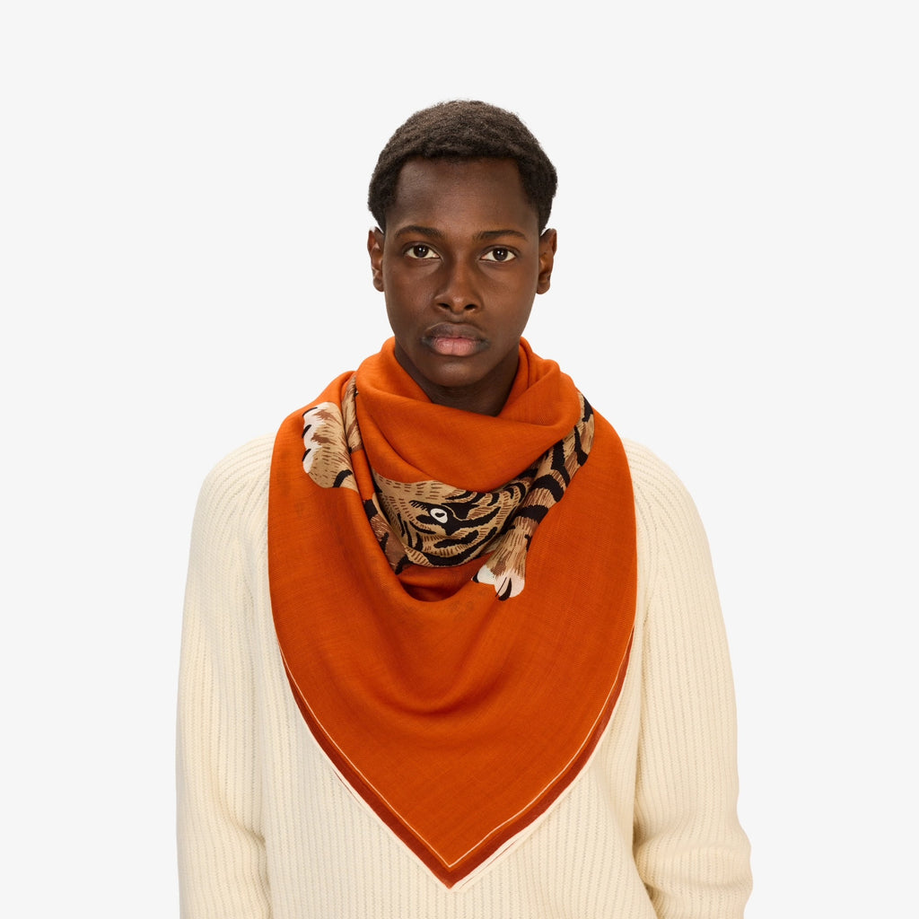 Jorgen Wool Square 130 Scarf in Orange