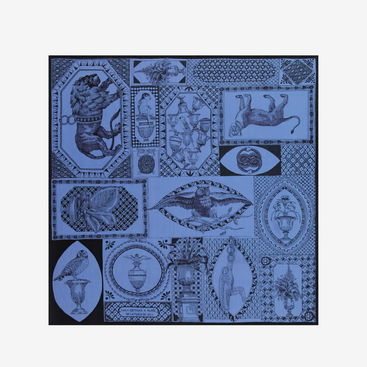 Barocco Silk Square Scarf 65 in Blue