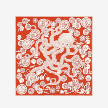 Octopus Square Scarf 65 in Red