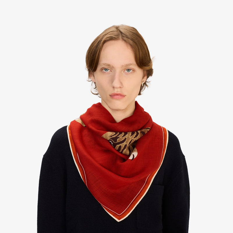 Jorgen Wool Square 130 Scarf in Red
