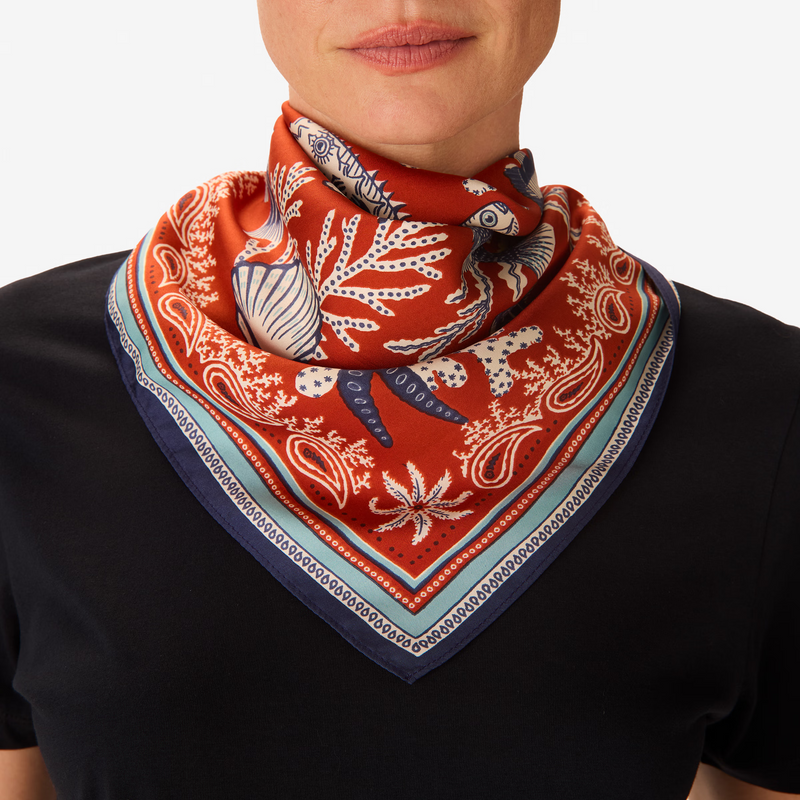 Neptune Silk Square Scarf 65 in Terracotta – Beyond Scarf