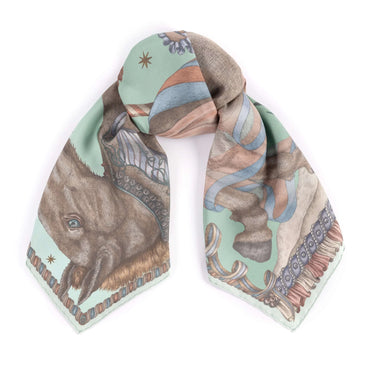 The Celestial Steed Scarf in Celadon/Salt - 90 cm