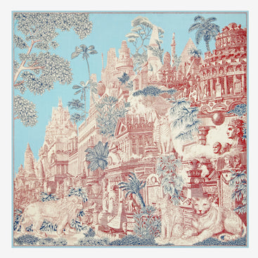 Piranesi Silk Blend Square Scarf 130 in Turquoise