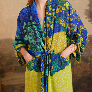 V001 Kimono Dress in "Poppy Field" Print