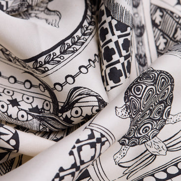 Barocco Silk Square Scarf 65 in Black