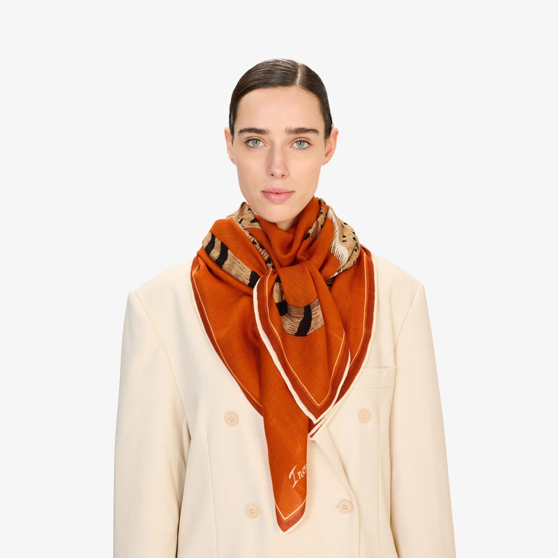 Jorgen Wool Square 130 Scarf in Orange