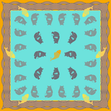 Blue & Yellow Pisces Bear Large Wool Scarf