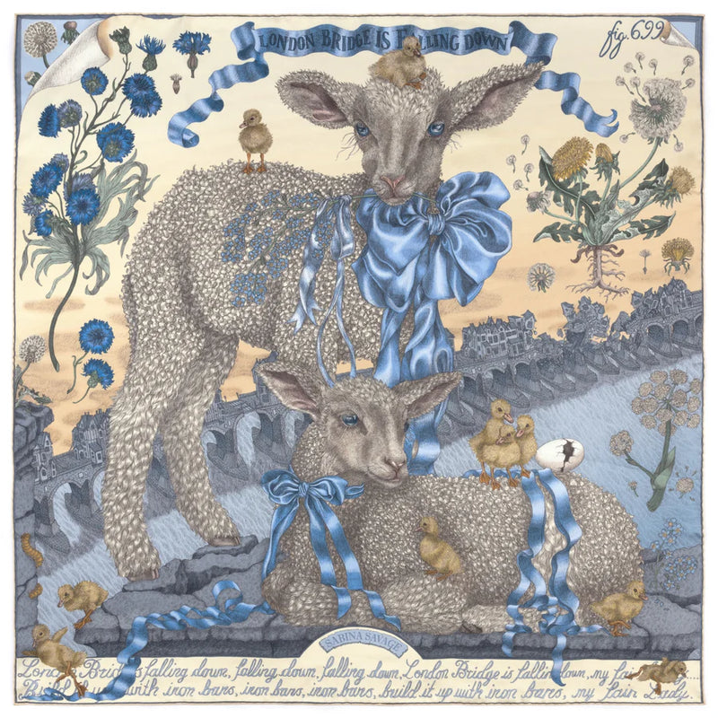 London Bridge is Falling Down Silk Scarf - 90 x 90 cm
