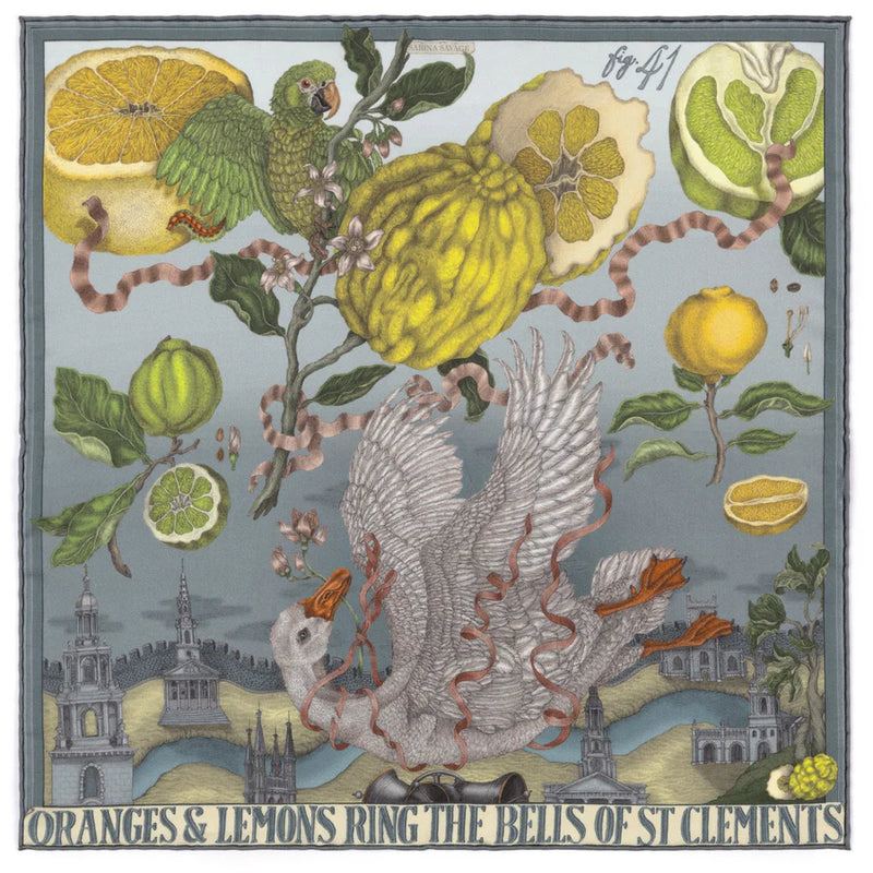Oranges and Lemons - Neckerchief/Pocket Square in Acid/Smog