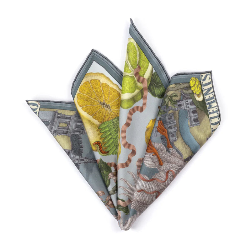 Oranges and Lemons - Neckerchief/Pocket Square in Acid/Smog