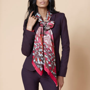 Pink Building Silk Square Scarf