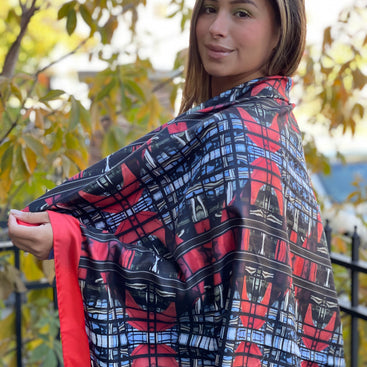 Red Elephant Silk Square Scarf