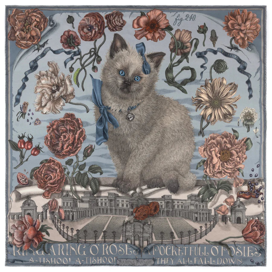 Ring a Ring O' Rose Silk Scarf - 90 x 90 cm