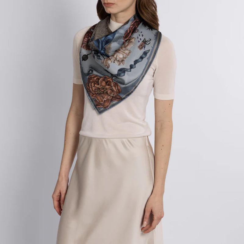 Ring a Ring O' Rose Silk Scarf - 90 x 90 cm