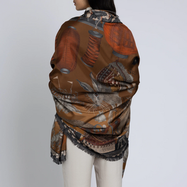 The Floating Rabbits Silk Twill Shawl Rectangle