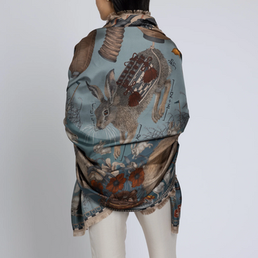 The Floating Rabbits Silk Twill Shawl Rectangle