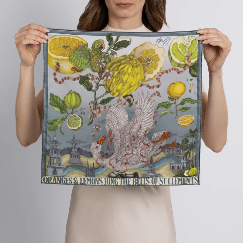 Oranges and Lemons - Neckerchief/Pocket Square in Acid/Smog