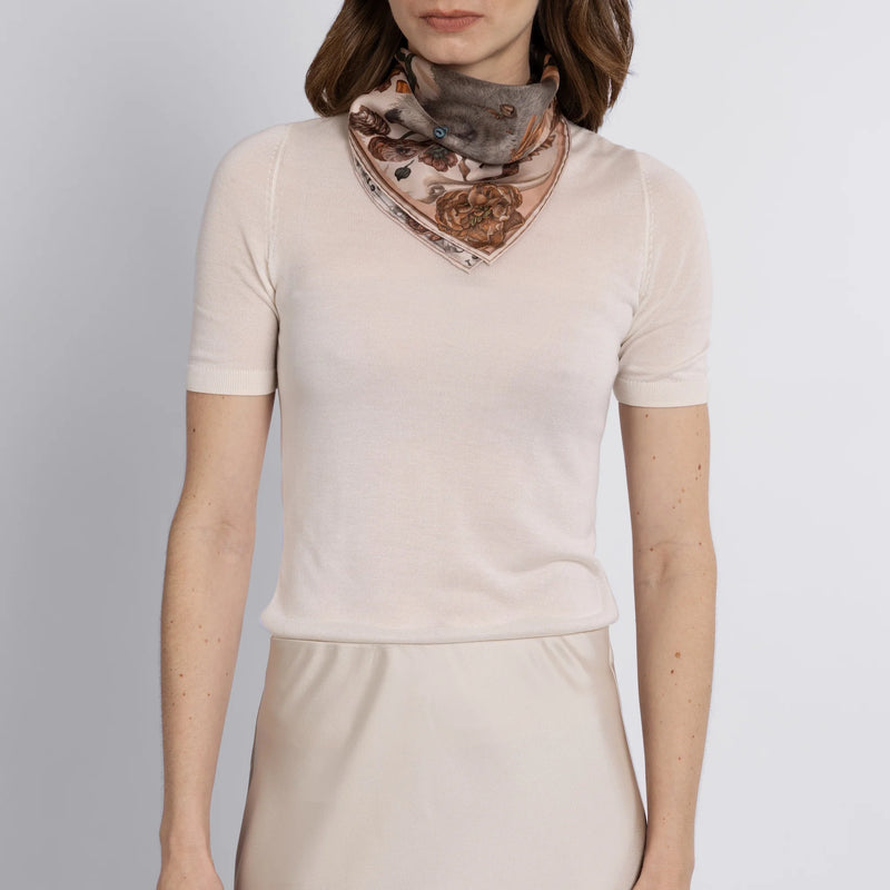 Ring a Ring O' Roses - Neckerchief/Pocket Square in Marshmallow/Rhubarb