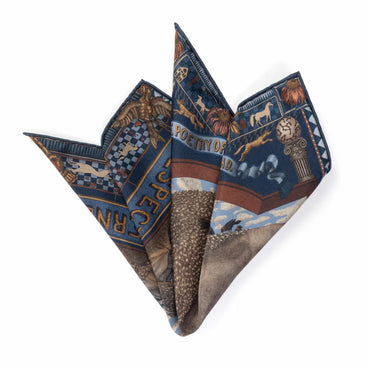 Secrets of the Bison - Neckerchief/Pocket Square in Chambray/Stone