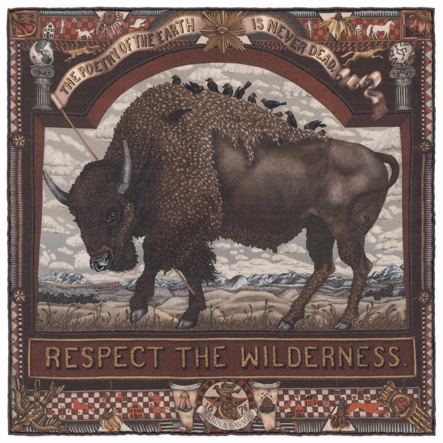 Secrets of the Bison - Neckerchief/Pocket Square in Sanguine/Silver