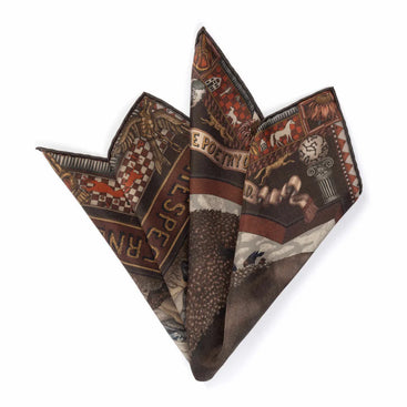 Secrets of the Bison - Neckerchief/Pocket Square in Sanguine/Silver
