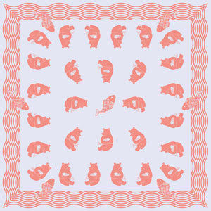 Soft Lavender & Orange Pisces Bear Silk Scarf