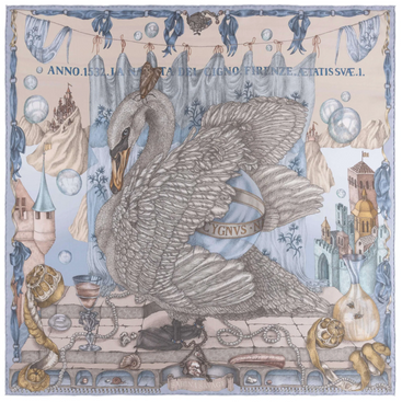 The Glass Swan Silk Twill 90 in Crystal/Calcite