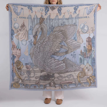 The Glass Swan Wool Silk Shawl 135 in Crystal/Calcite