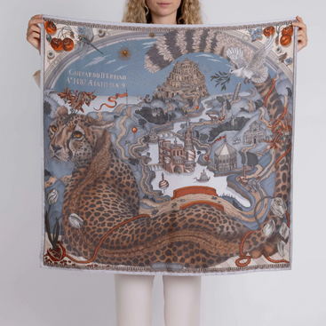 The Medici Cheetah Silk Twill 90 in Musk/Maraschino