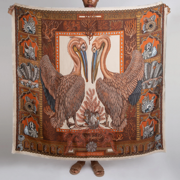 The Pelicans and The Sea Silk Twill Shawl 135
