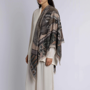 The Wolf You Feed Silk Twill Shawl 135