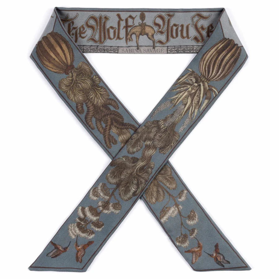 The Wolf You Feed - Small Silk Ribbon in Gunmetal/Gloaming