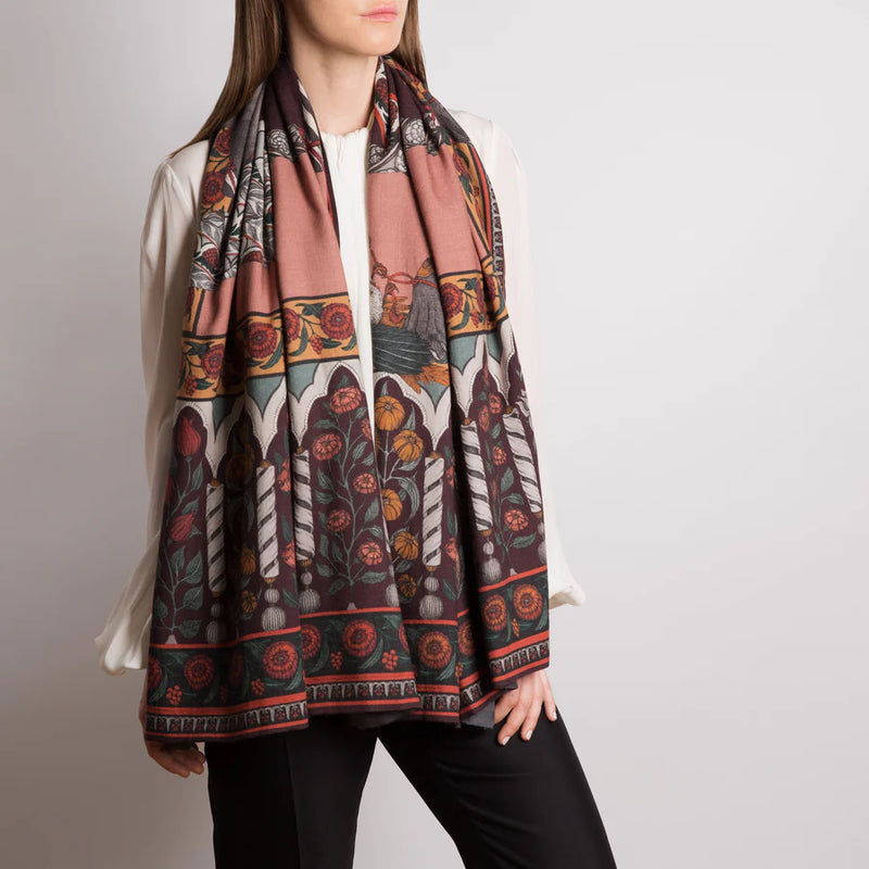 Tipu’s Hound Mulberry/Tumeric Wool Cashmere Shawl