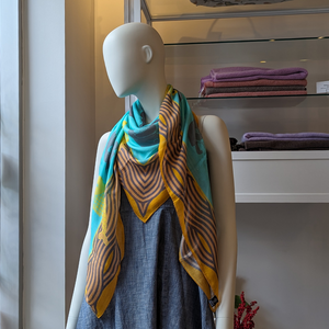 Blue & Yellow Pisces Bear Large Modal/Silk Scarf
