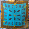Blue & Yellow Pisces Bear Silk Scarf