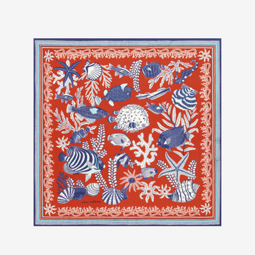 Neptune Silk Square Scarf 65 in Terracotta