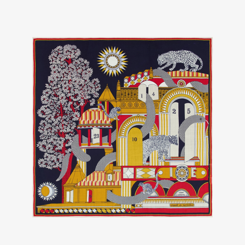 Nicolas Wool Square 100 Scarf in Navy Blue