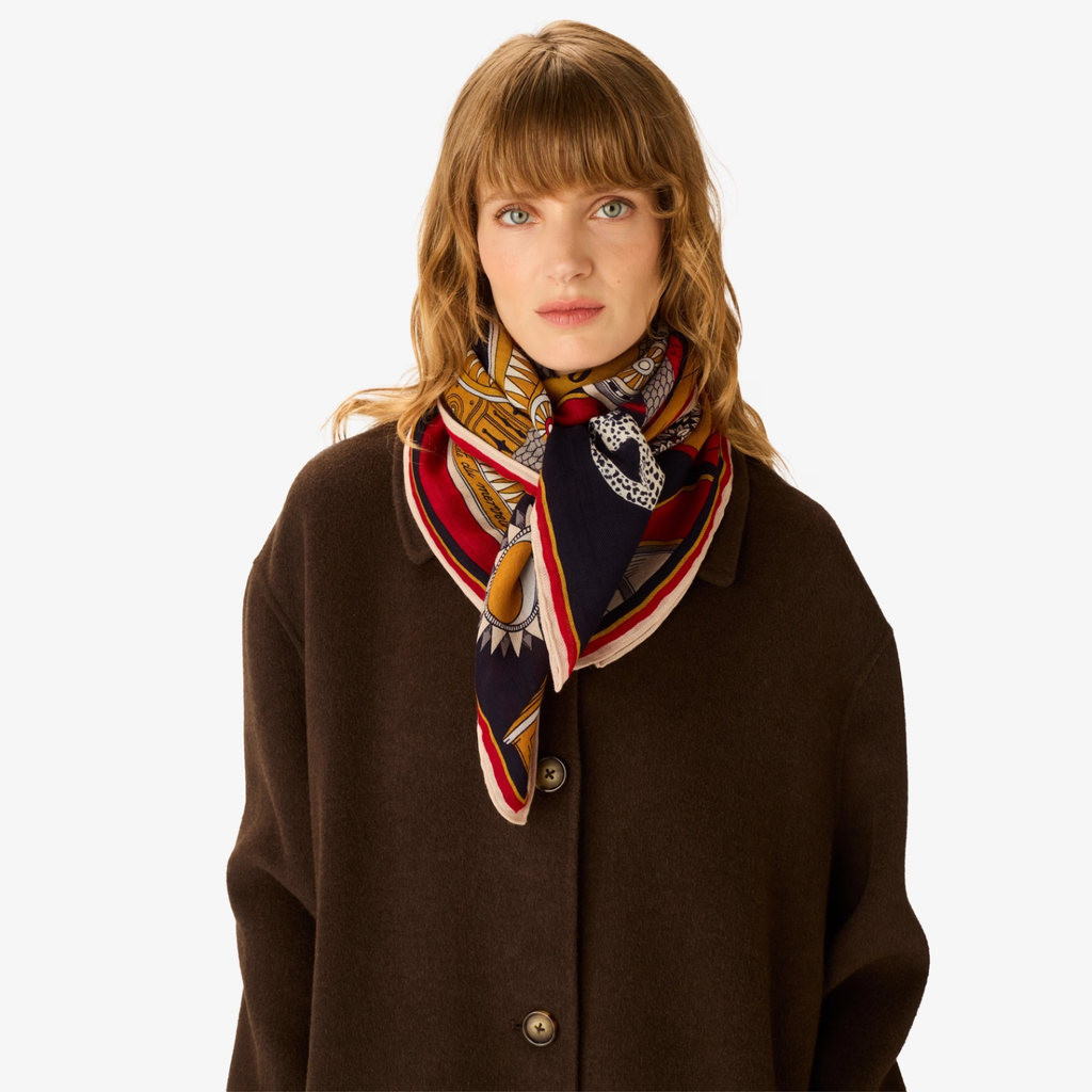 Nicolas Wool Square 100 Scarf in Navy Blue