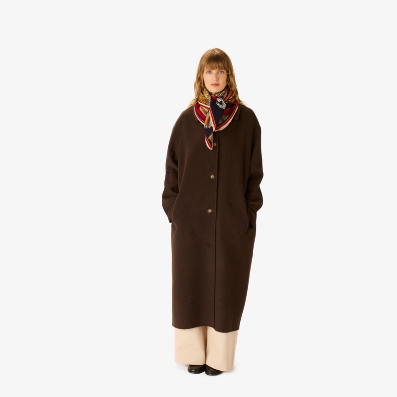 Nicolas Wool Square 100 Scarf in Navy Blue