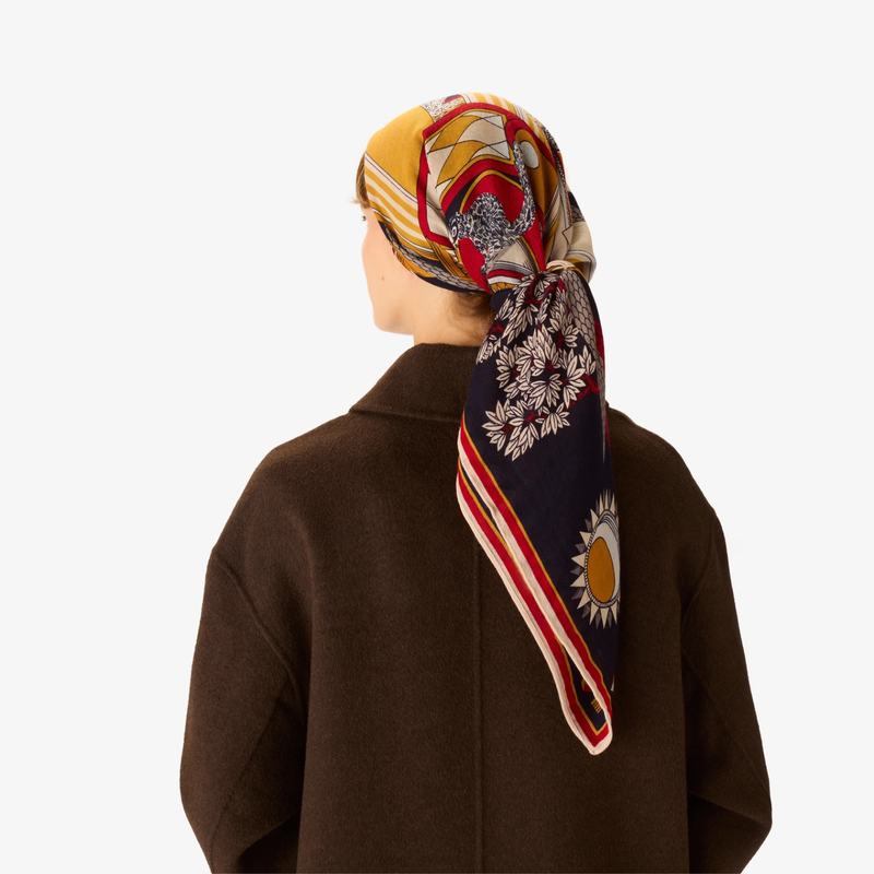 Nicolas Wool Square 100 Scarf in Navy Blue