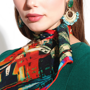 Sienna & Oxford Blue Terra Silk Crêpe Scarf